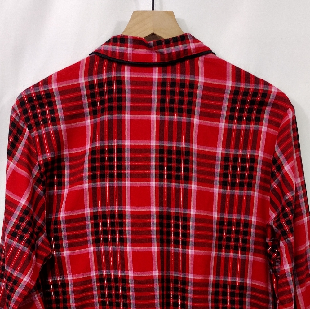 Victoria's Secret Flannel Long Pajama Set Women's M Red Black Holiday Retro Y2K - Picture 9 of 15